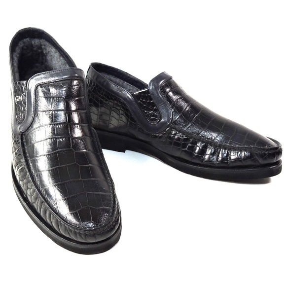 GOODMAN 🇮🇹 MEN'S BLACK SOFT LEATHER COMFORT WINTER LOAFERS